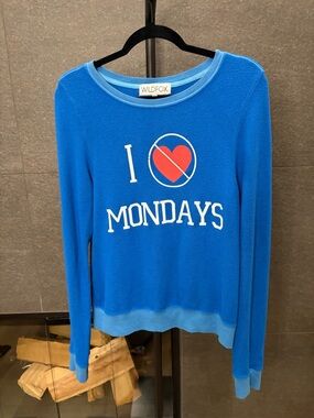Wildfox Blue Mondays Graphic Sweatshirt Size Small